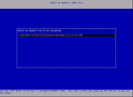 Selección de un archivo de actualización