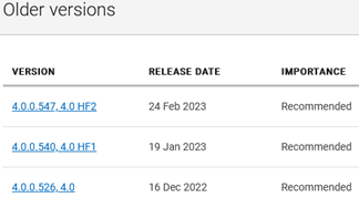 Localisation de la dernière version complète