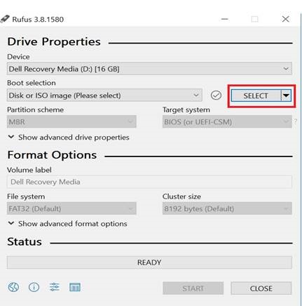 Selección de la imagen ISO