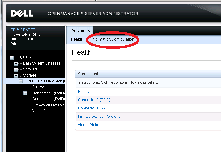 OMSA Controller Menu