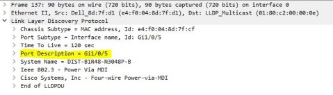 DNOSバージョン6.3からのLLDPパケット