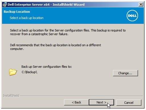 Tela Local de backup