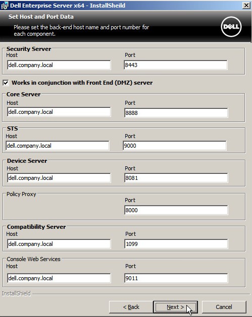 Scherm host- en poortdata