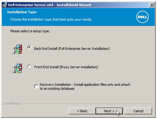 Back-end installatieoptie