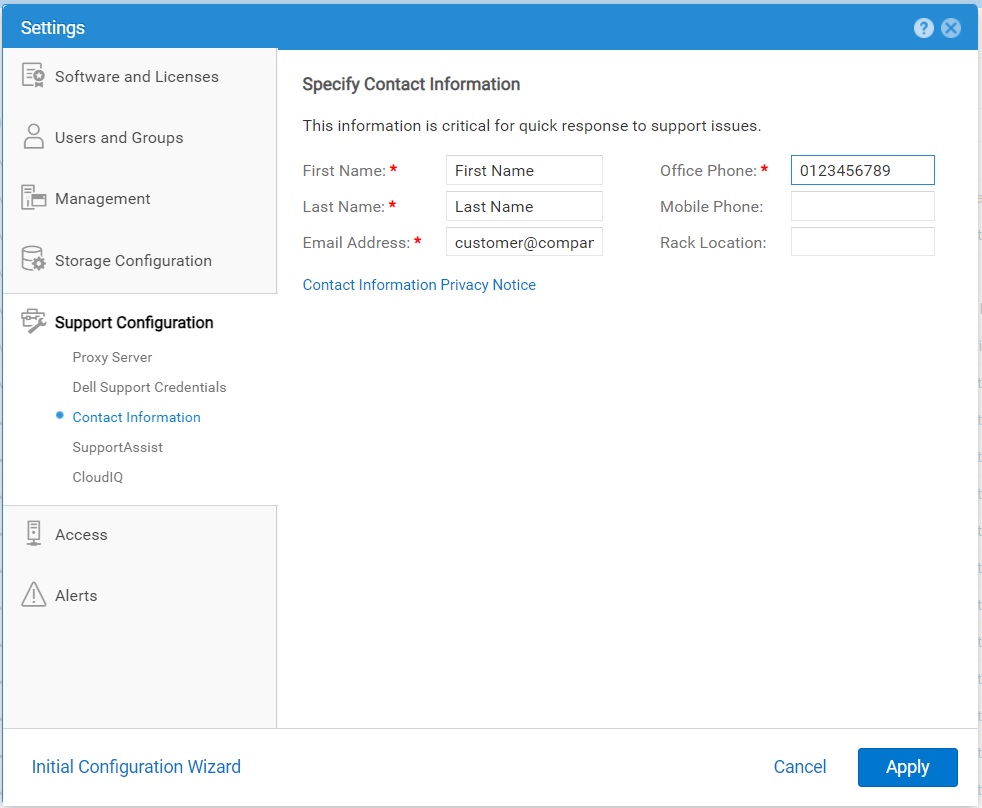 連絡先情報 - 更新 - ページ