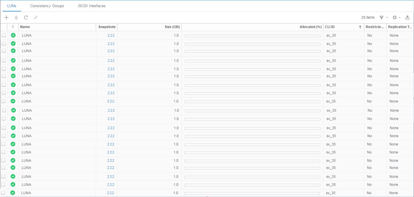 Unisphere UI Bekijk LUN's
