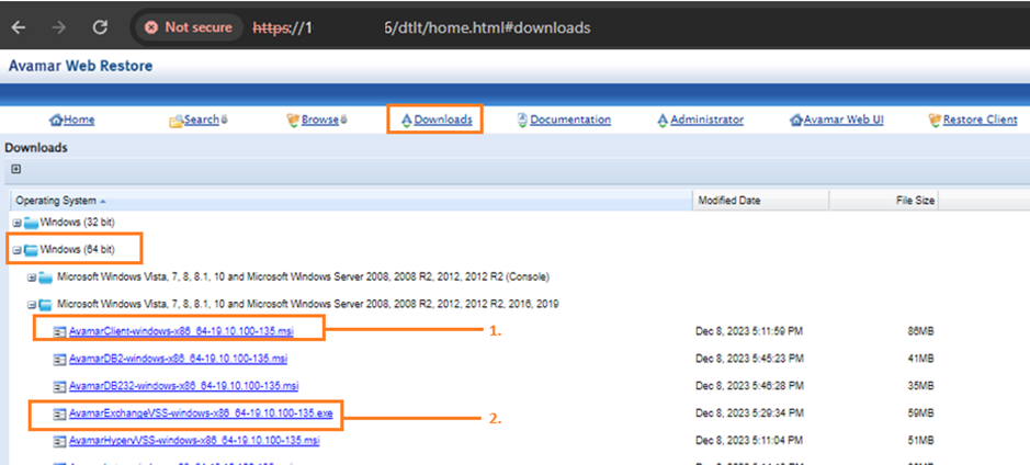 Avamar UI Software Donwloads 