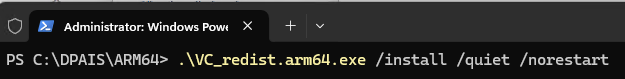 VC-redist.arm command