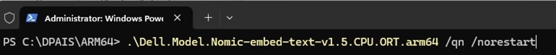 Windows Terminal, Dell.Model.Nomic Quiet Install Example