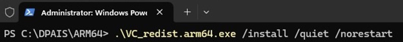 Terminal de Windows, ejemplo de instalación silenciosa VC_redist