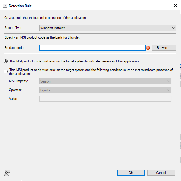 Inställningstyp för Windows Installer