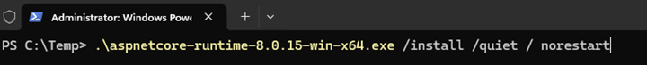 Aspnetcore runtime command