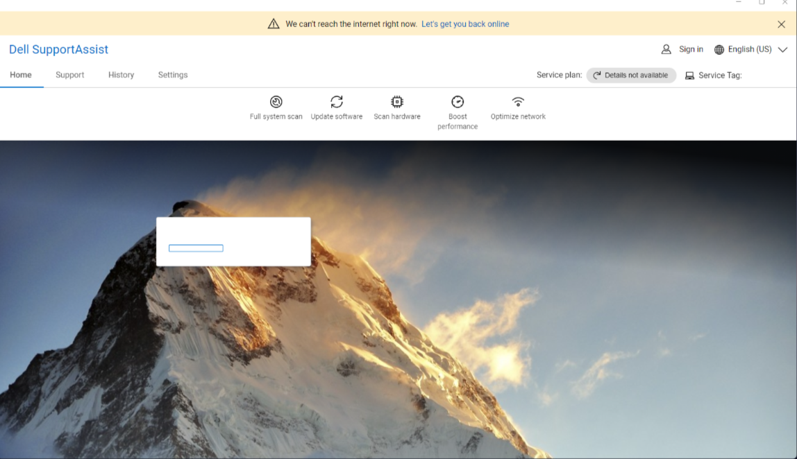 SupportAssist for Home PCsに英語と欠落テキストが含まれる