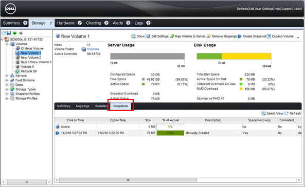 Wyświetl wykonaną migawkę