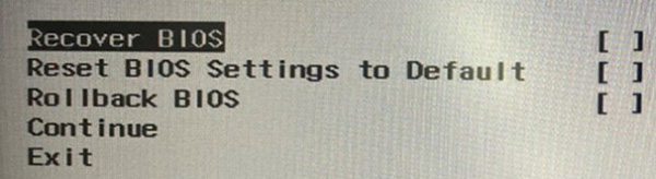 BIOS Recovery List