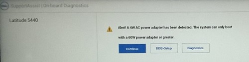 Alert! A 4W AC power adapter has been detected.