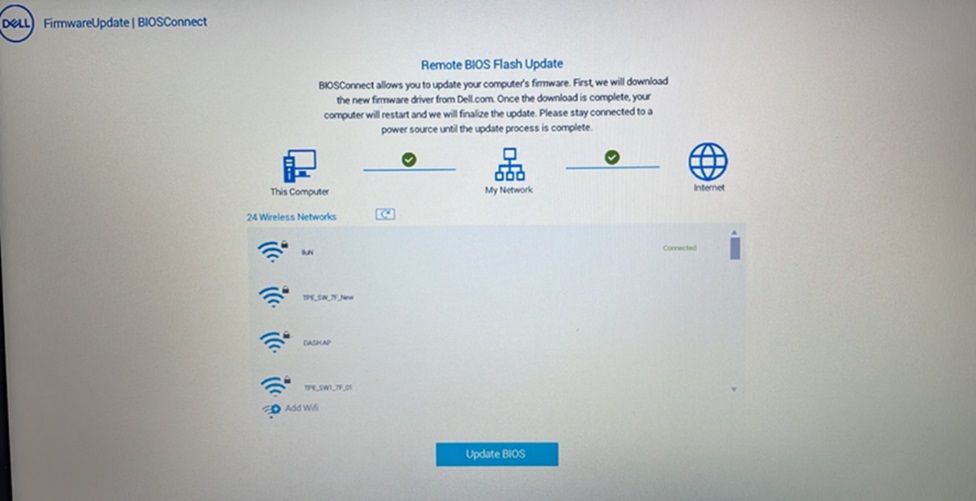 Wireless functionality in BIOSConnect