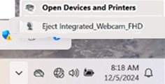 Eject Integrated_Webcam_FHD option