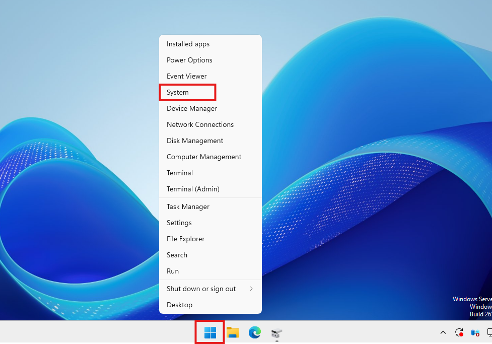 Click start -> System