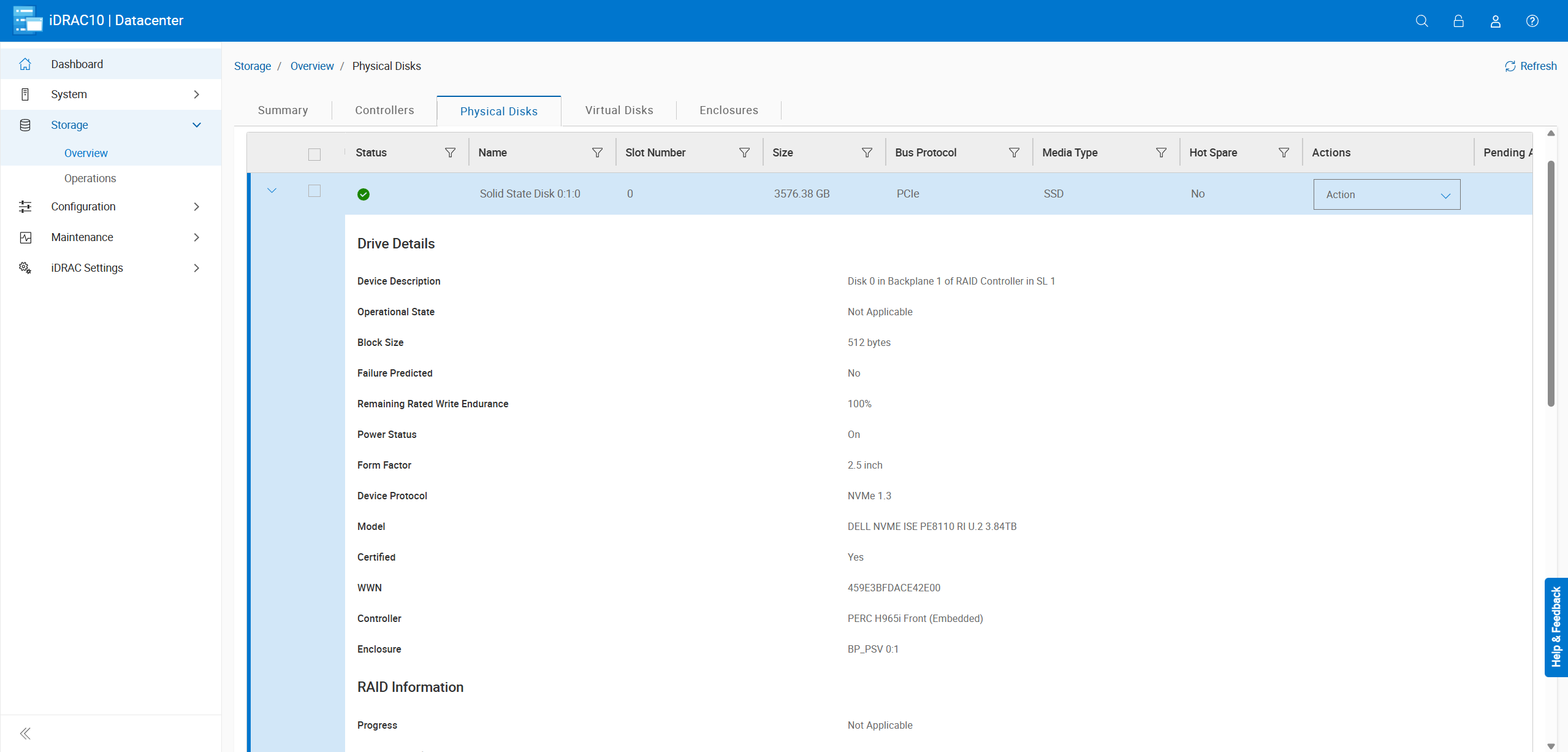 physical disk details