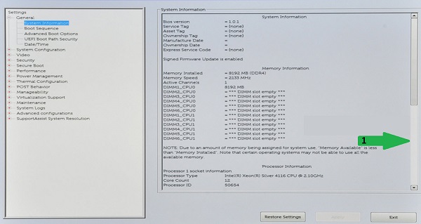 Blæseroplysninger i BIOS