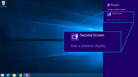 Možnost Přidat bezdrátový displej v systému Windows 8 nebo 8.1