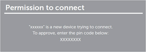 Potvrzovací obrazovka párování s požadavkem na zadání kódu PIN