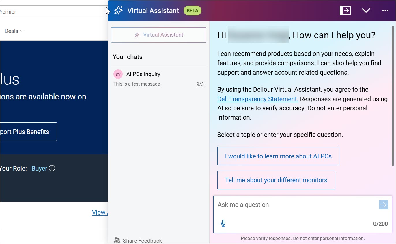 Chat med den virtuelle assistenten