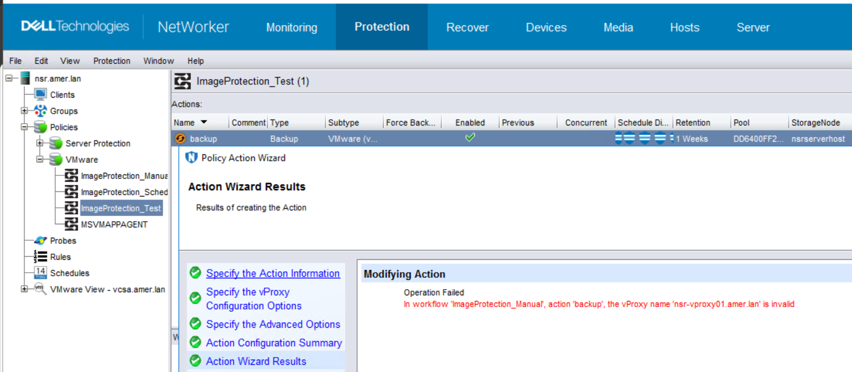 O erro é exibido ao tentar modificar o fluxo de trabalho do VMware