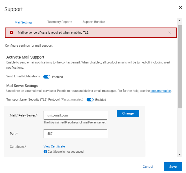 Ошибка сертификата TLS в Cyber Recovery