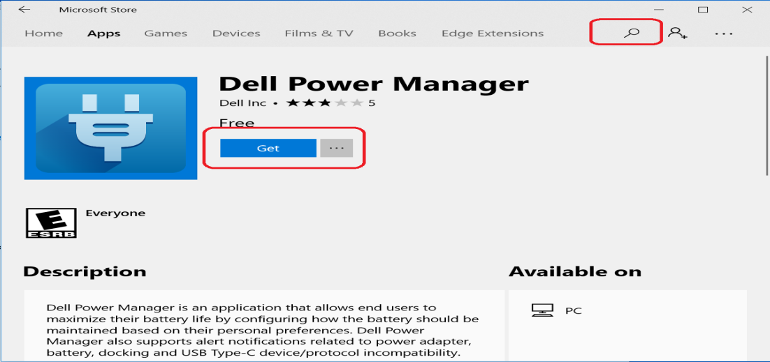 Página do Dell Power Manager na loja