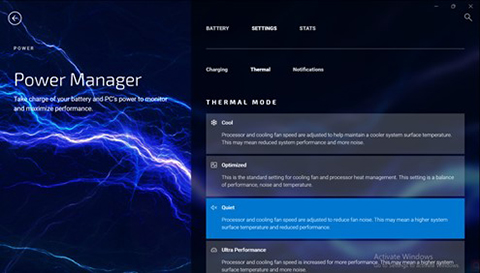 Сторінка теплового режиму MyDell Power Manager