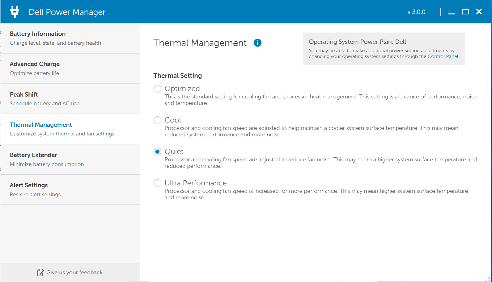 Aplicación Dell Power Manager