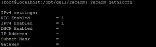 racadm getniccfg 命令示意图