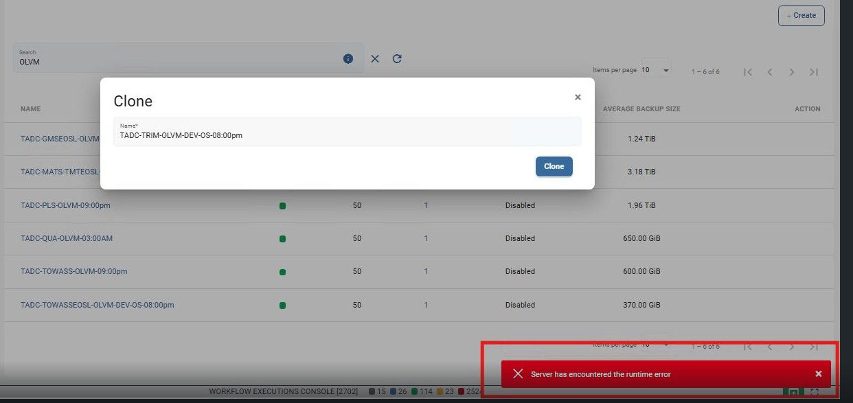 Capture d’écran du message d’erreur