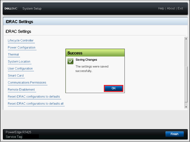 Settings saved confirmation