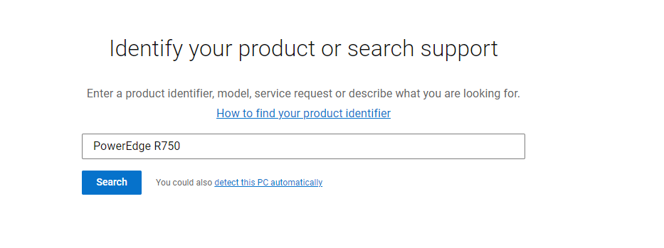 Dell Support Search Page
