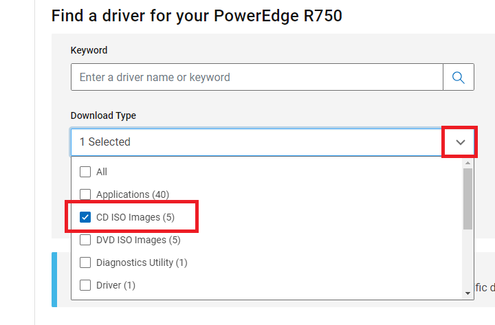 Download type drop down list