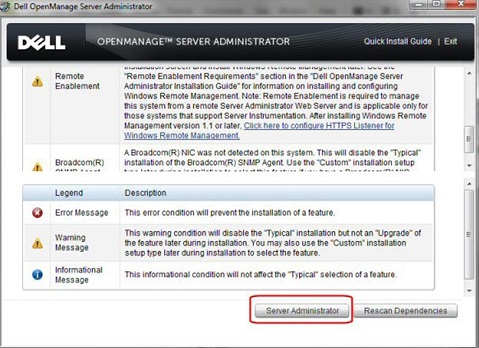 Schaltfläche „Server Administrator“