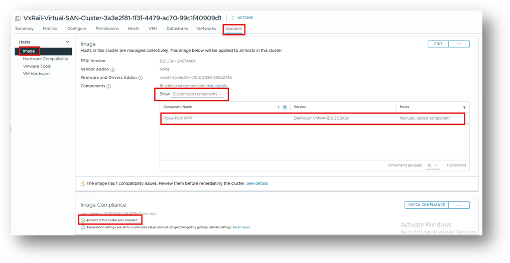 Scanning af overholdelse viser en komponent, der overholder afbildningen