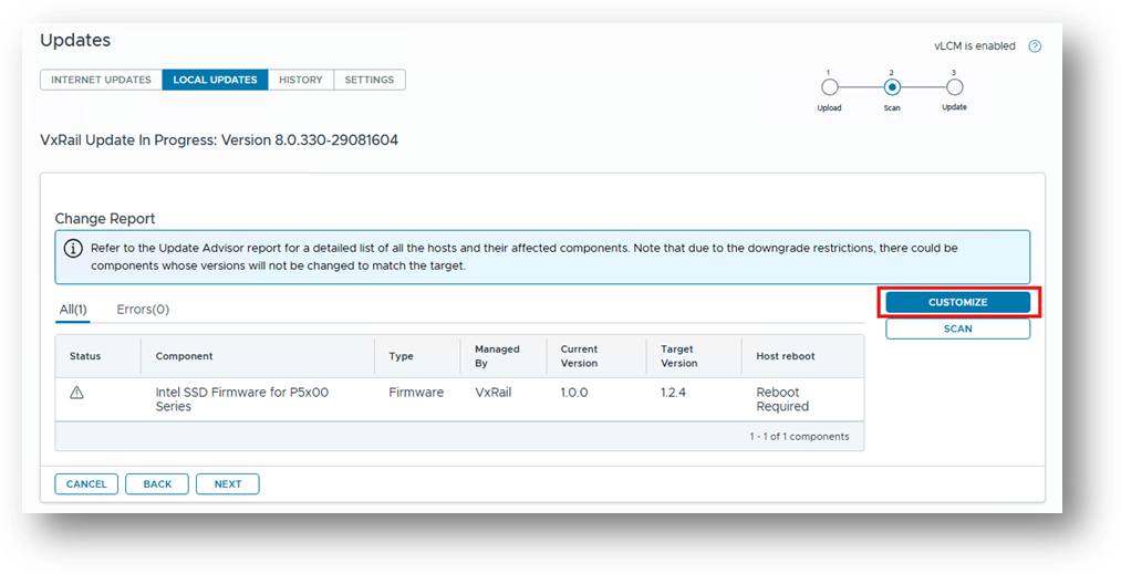 Skærmbilledet Skift rapport