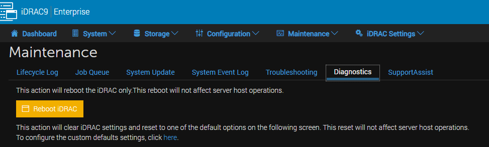 iDRAC user interface