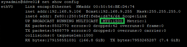 DD net show config 명령줄 출력