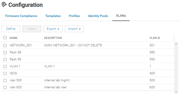 OME-M configuration > VLANs