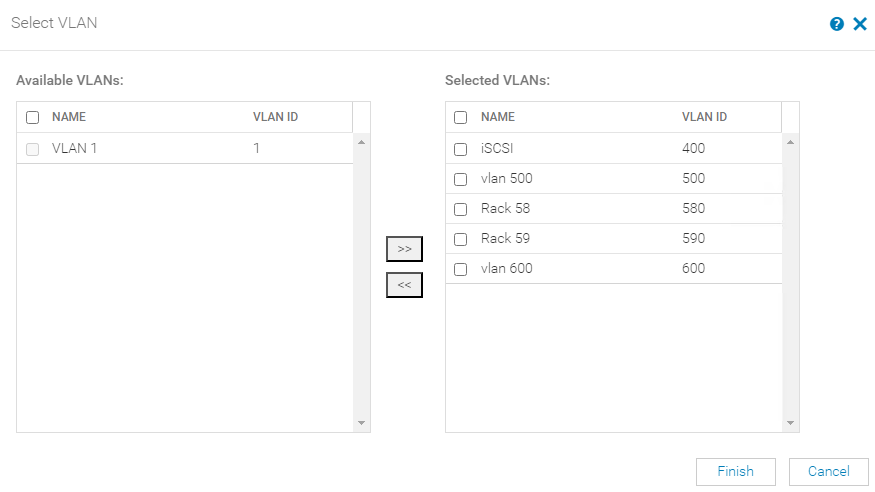 select vlans for OME-M template