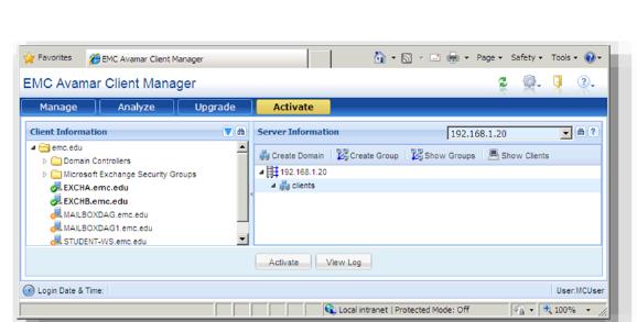 Avamar Client Manager UI