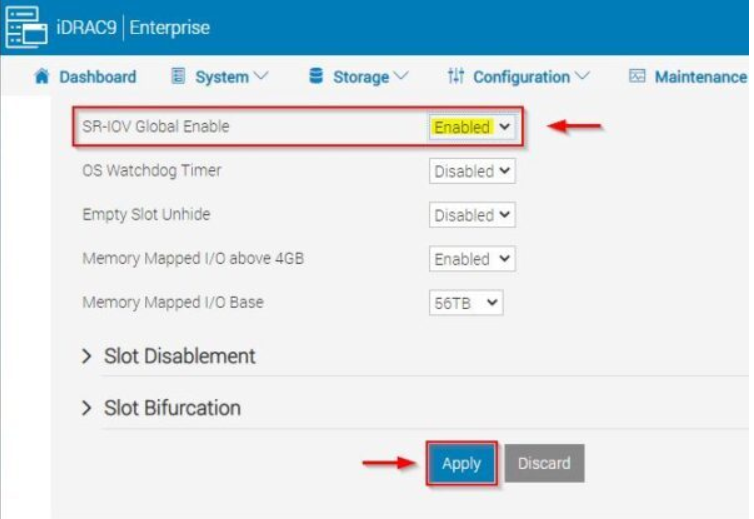 确保 SR-IOV enabled (MMIO enabled)