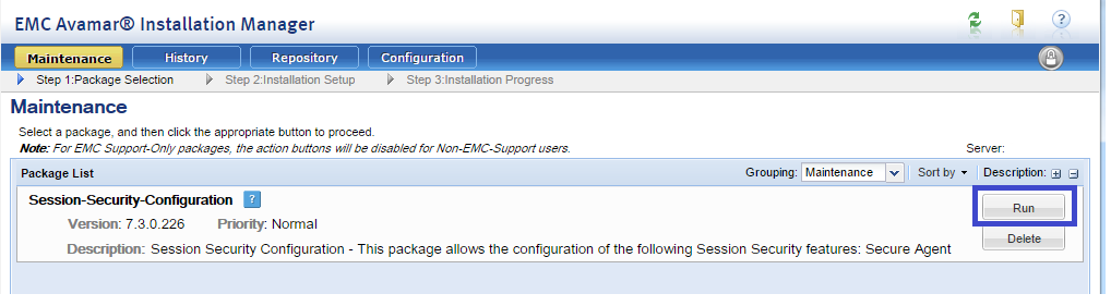 Avamar Installation Manager – vedlikehold