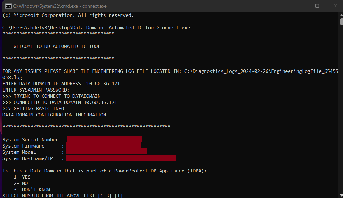 Información básica capturada en Data Domain