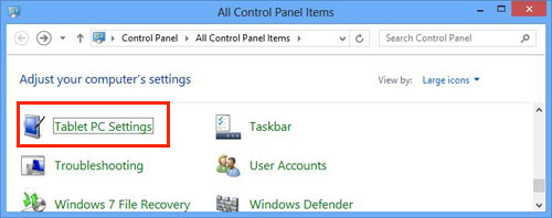 Panel de control Configuración de Tablet PC